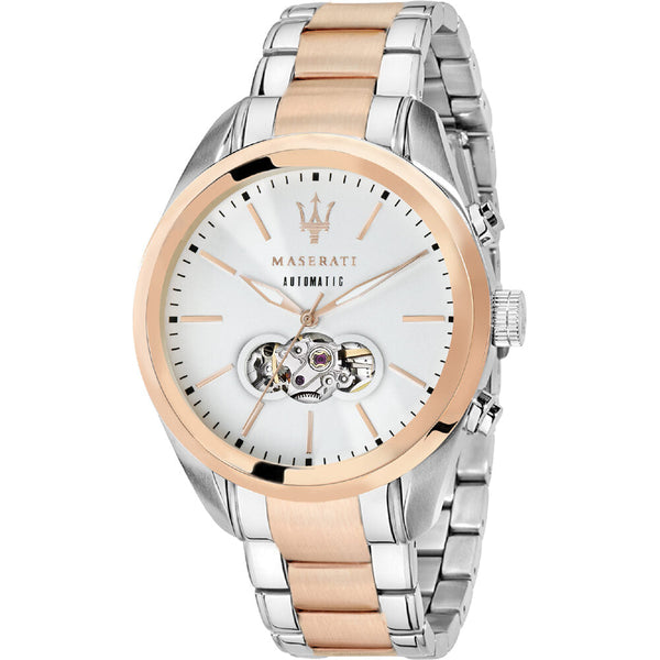 Maserati Traguardo Automatic Silver Open Heart Dial Men's Watch R8823112001 - The Watches Men & CO
