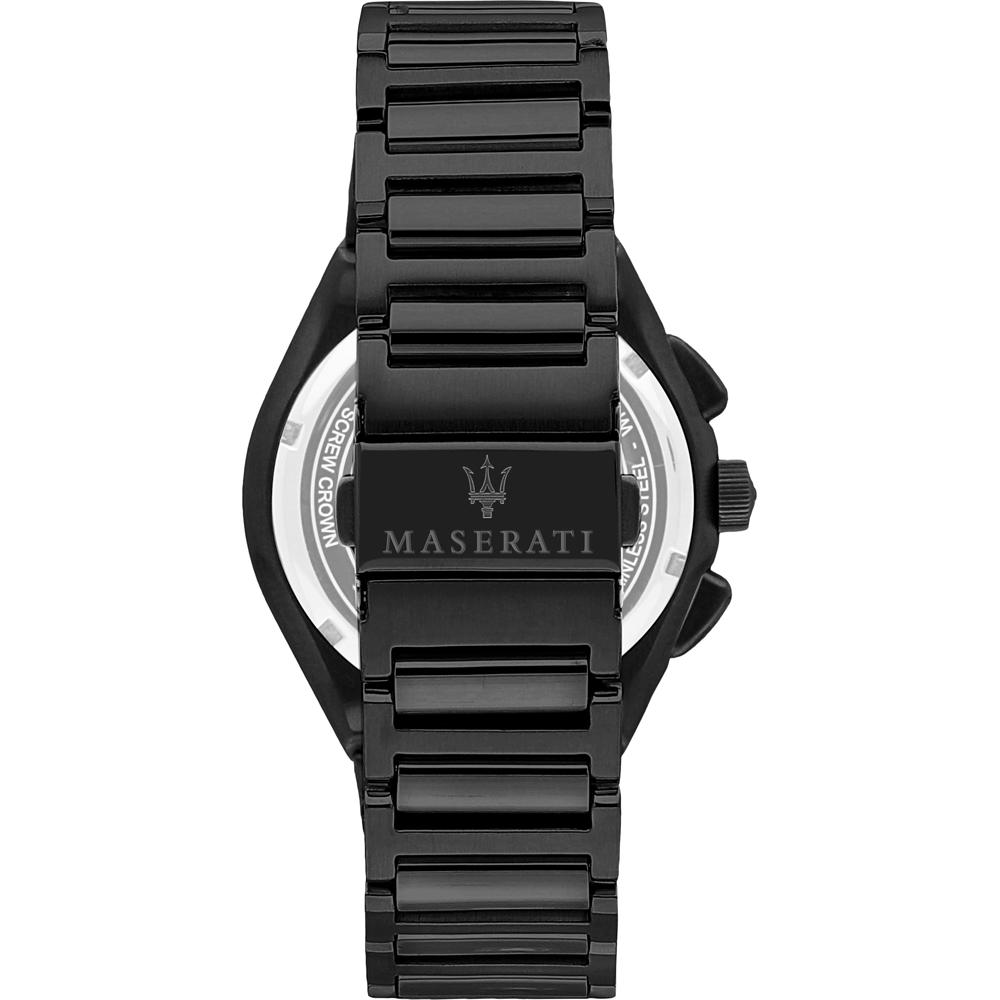 Maserati Triconic caseback showing stainless steel bracelet details