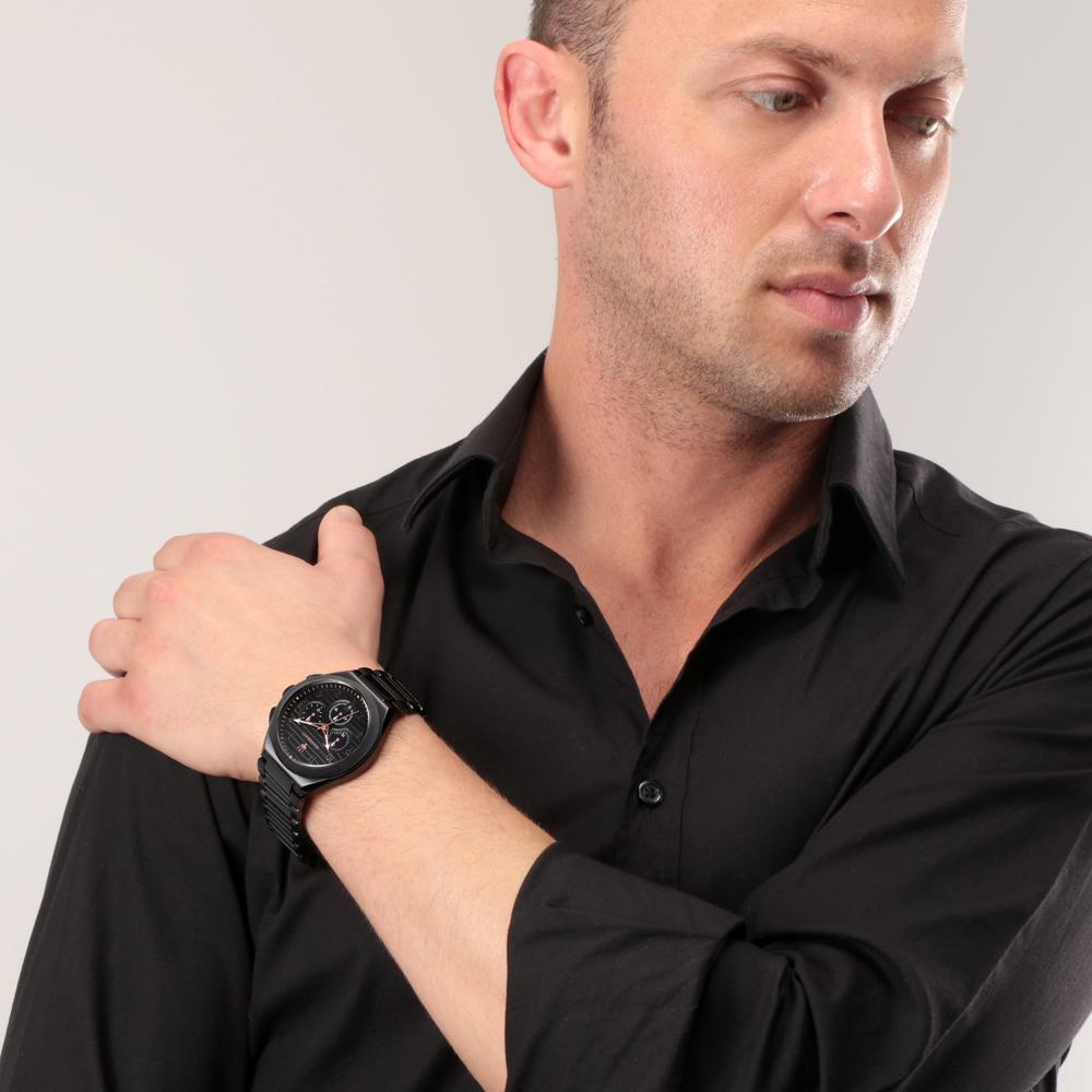 Maserati Triconic analog quartz watch worn on wrist