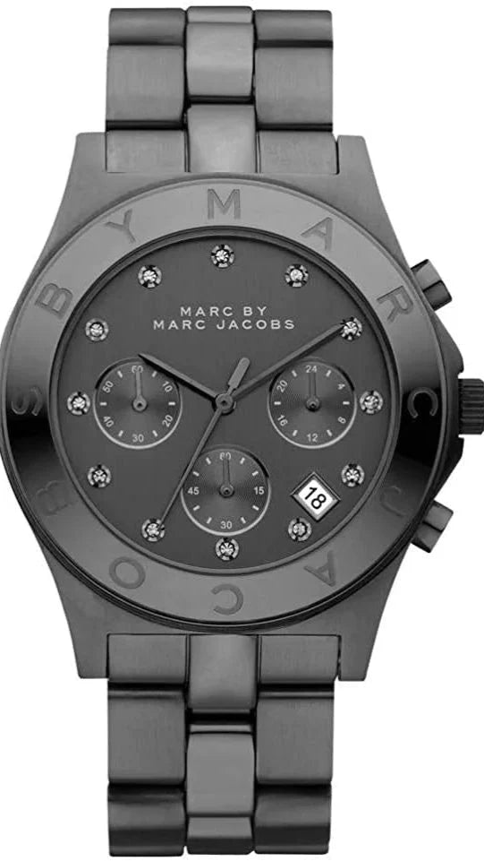 Marc by Marc Jacobs Blade 40mm black chronograph watch with diamond markers and subdials