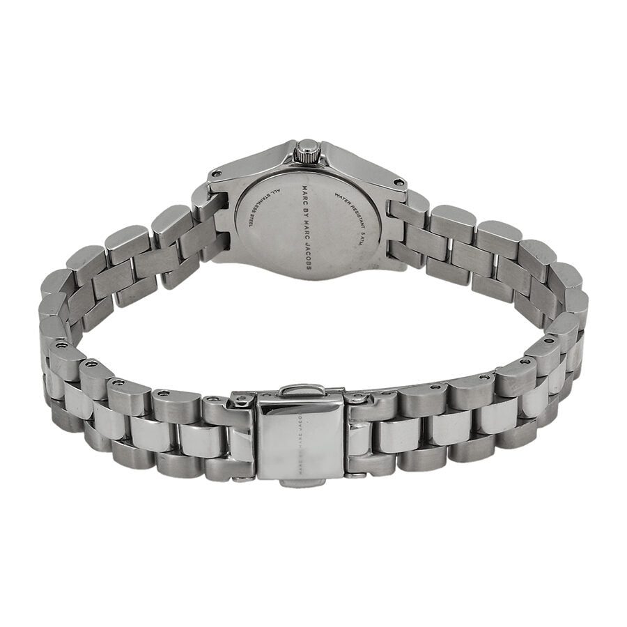 Back view of Marc Jacobs Henry Dinky watch showing stainless steel case back