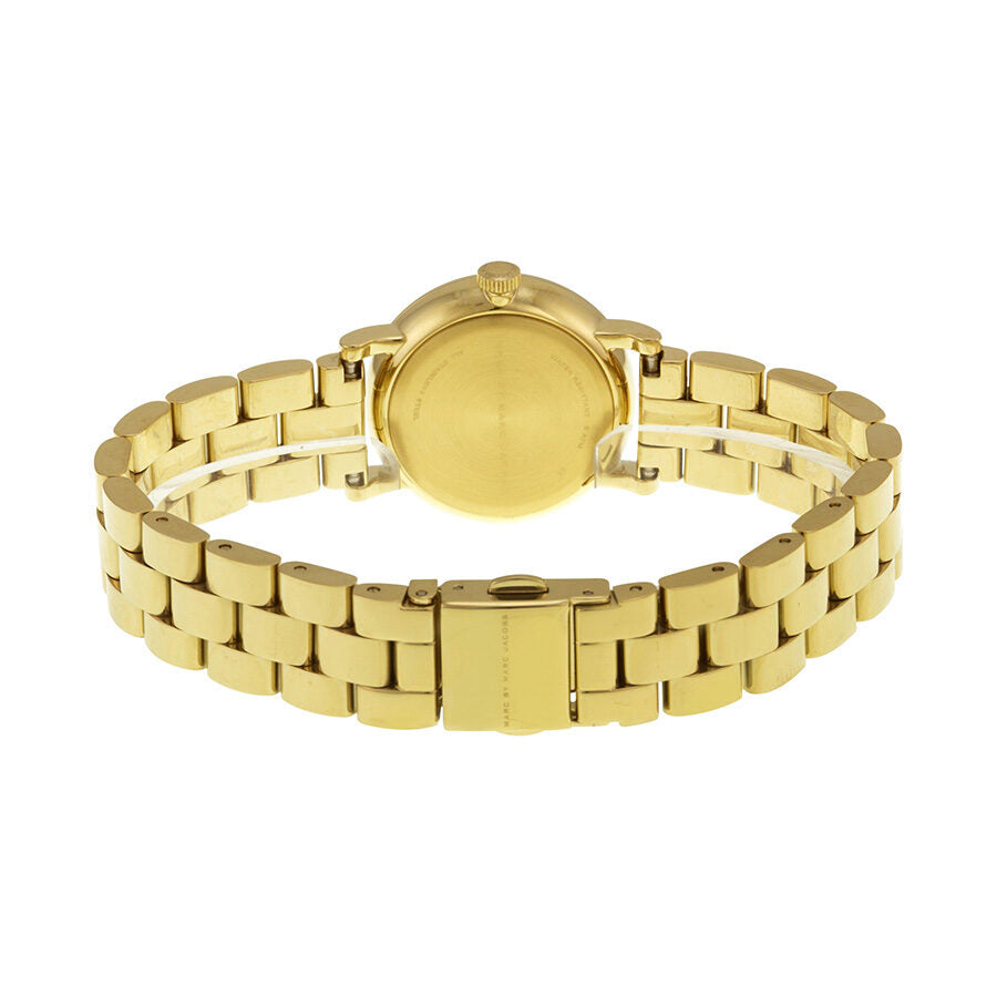 Caseback view of MBM3247 watch showing gold-tone stainless steel bracelet links