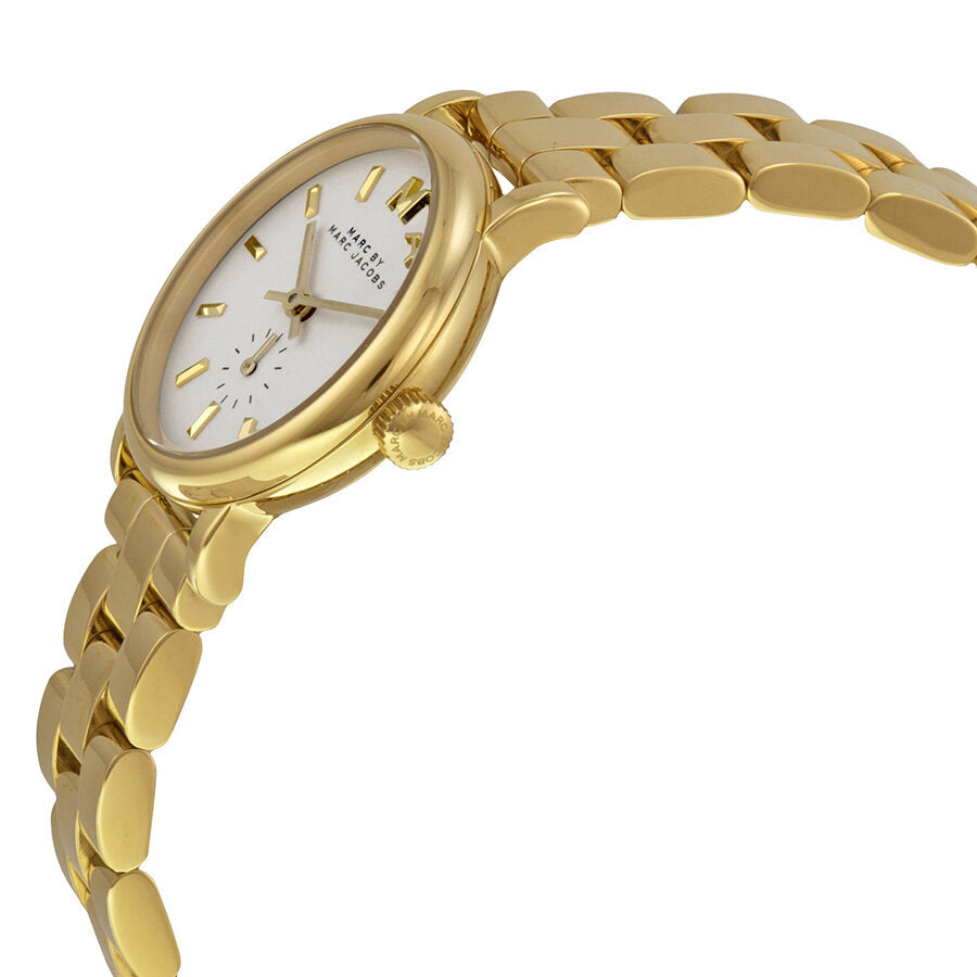 Side profile of MBM3247 showing case and linked gold-tone bracelet detail