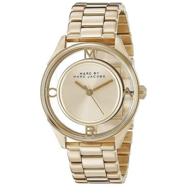 Marc by Marc Jacobs Tether Gold Dial Gold-tone Ladies Watch MBM3413 (Defect)