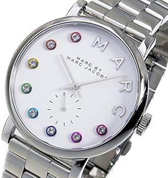 Marc by Marc Jacobs Baker MBM3420 dial detail showing multicolor crystal hour markers