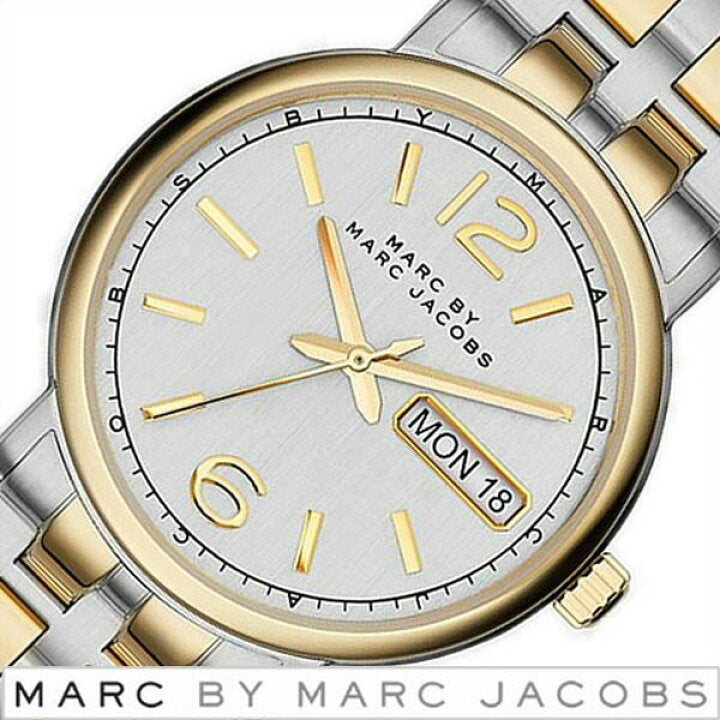 Marc by Marc Jacobs MBM8652 front view with day-date window and two-tone design