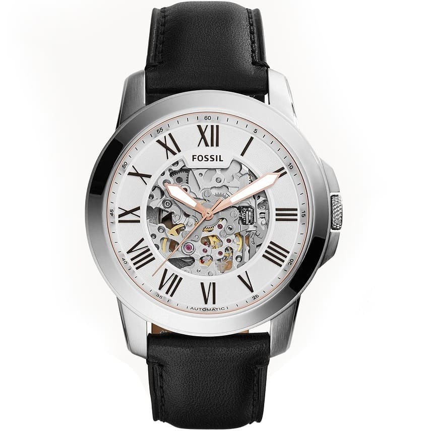Fossil Grant Automatic Silver Skeleton Dial Men's Watch ME3101