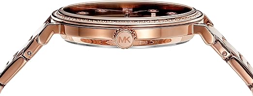 Michael Kors Addyson MK7416 side profile showing rose gold-tone case and bracelet thickness