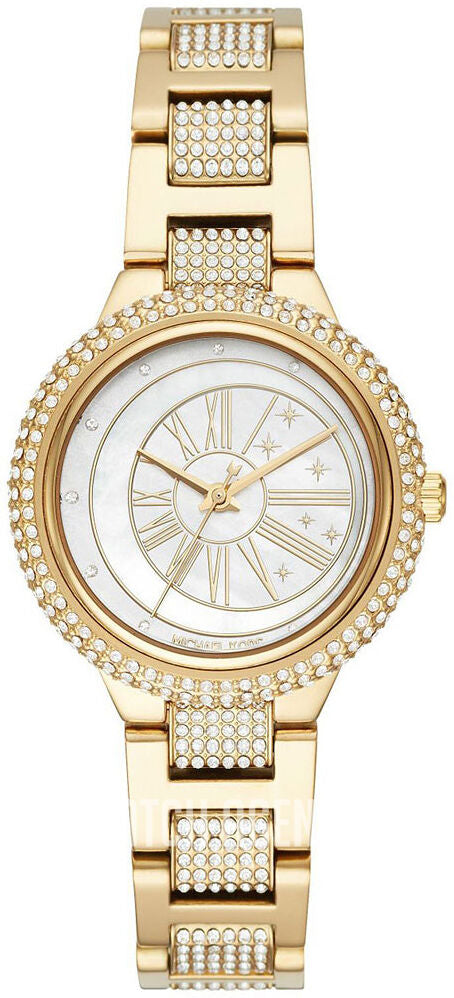 Michael Kors ANIG Pave Mini Gold Tone White Dial Women’s Watch MK6567 - Women’s Watches