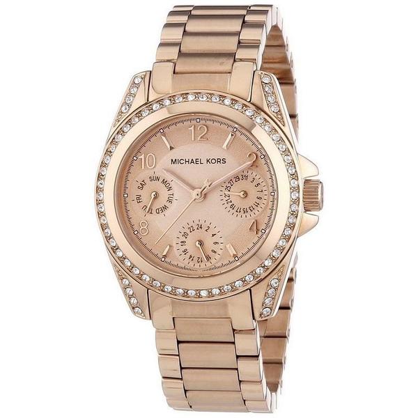 Michael Kors Blair multi-function watch with rose dial and crystal-adorned bezel