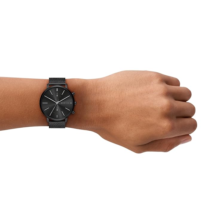 Michael Kors Blake black chronograph watch on wrist