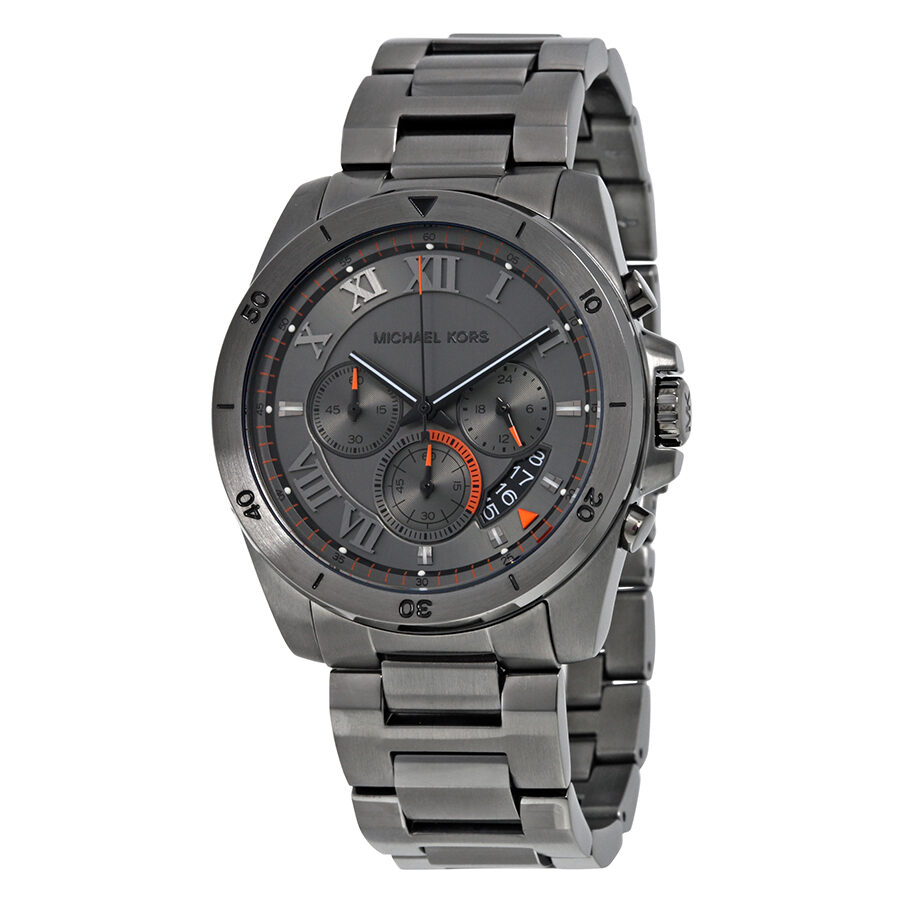Michael Kors Brecken chronograph watch with grey dial and gunmetal steel bracelet