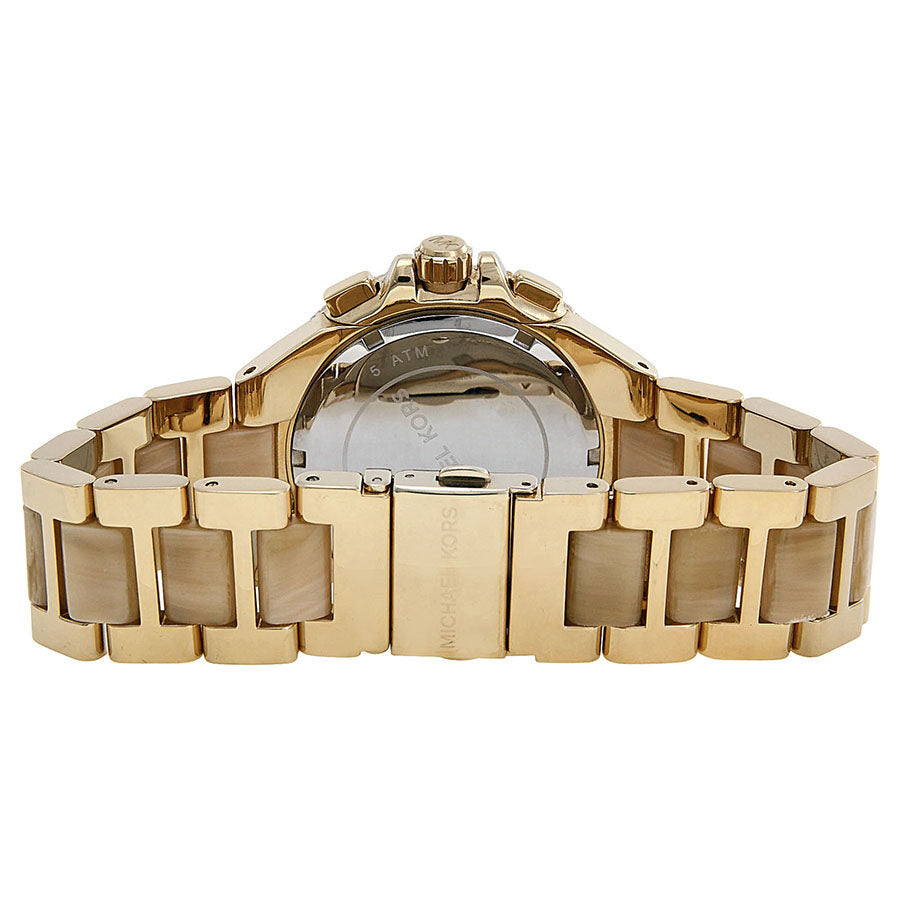 Michael Kors Camille Chronograph Champagne Dial Gold-tone and Horn Acetate Ladies Watch MK5902 - The Watches Men & CO #3