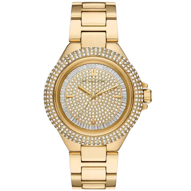 Michael Kors Camille gold women's watch with crystal-paved dial and bezel