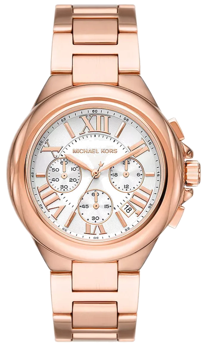 Michael Kors Camille Chronograph White Dial Rose-gold Women's Watch - MK7271