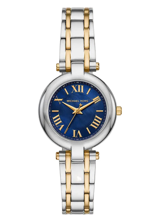 Michael Kors Charleston two-tone women's watch with blue dial and Roman numerals