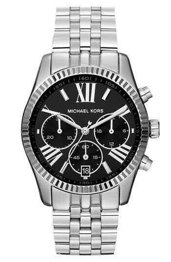 Michael Kors Chronograph Black Dial Silver Unisex Watch MK5708 - Watch