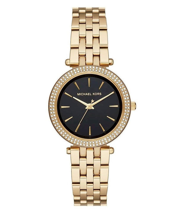 Michael Kors Darci Black Dial Ladies Gold Tone Crystal Pave Watch MK3738 - Watch