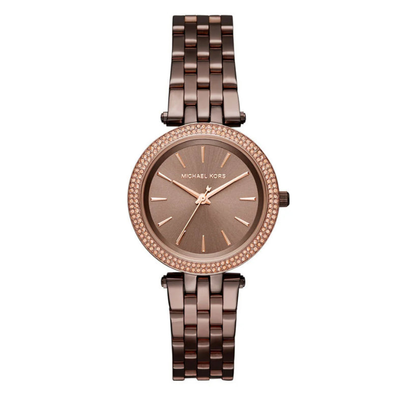 Michael Kors Darci Mini MK3553 chocolate brown women's watch with crystal bezel