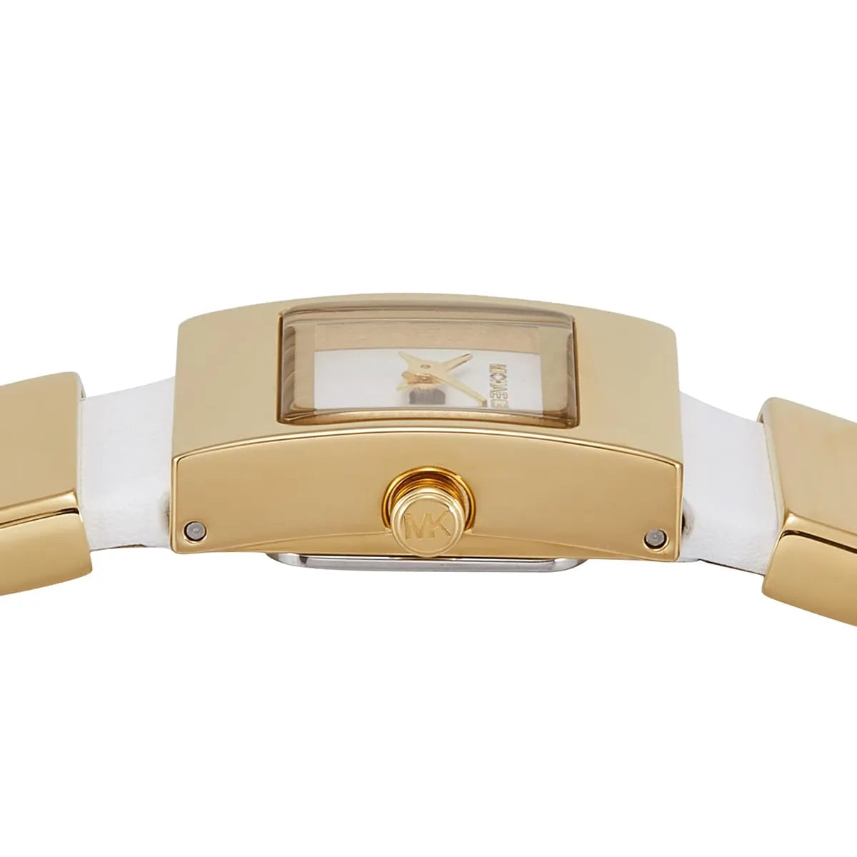 Michael Kors Darrington MK4899 on wrist with white strap and gold case