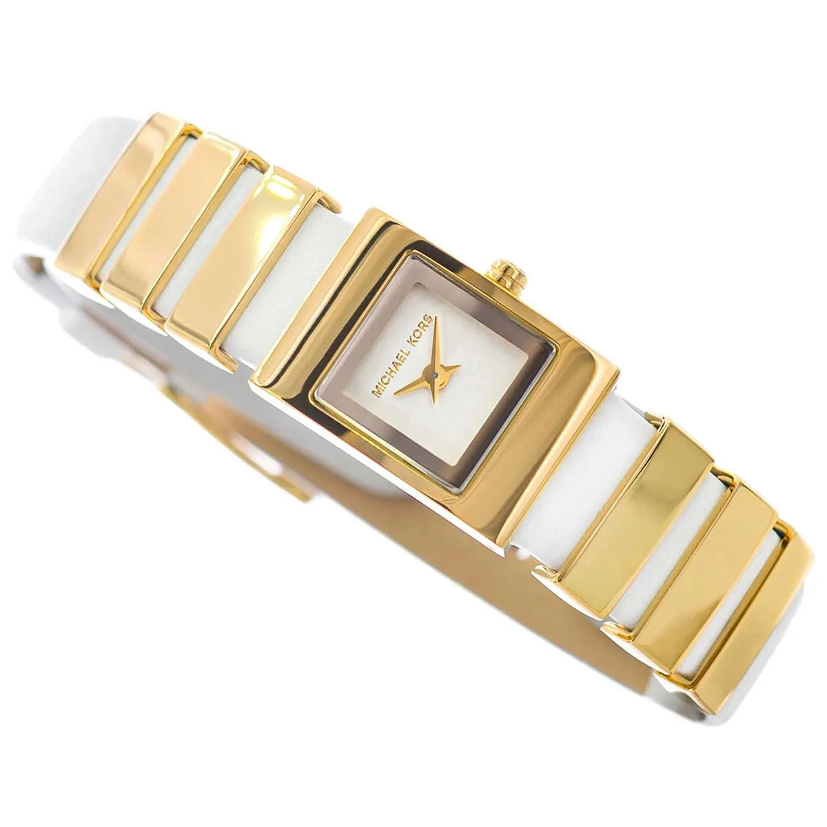 Michael Kors Darrington MK4899 ladies watch with gold tone case and white strap