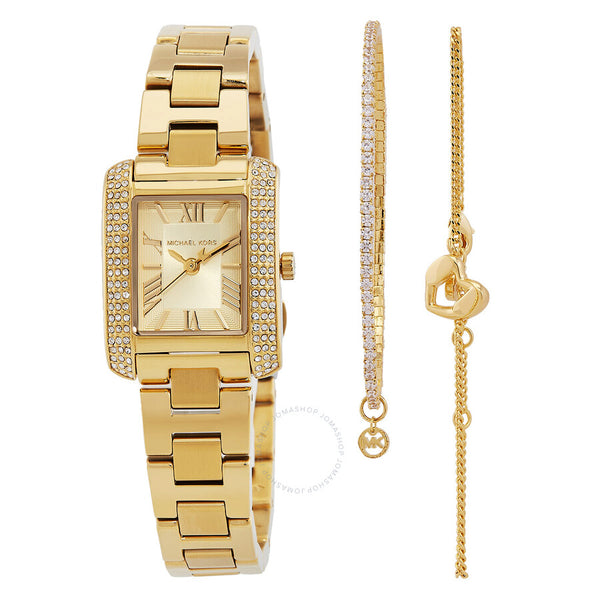 Michael Kors Emery Quartz Gold Dial Ladies Watch and Bracelets Gift Set MK7510SET - The Watches Men & Co