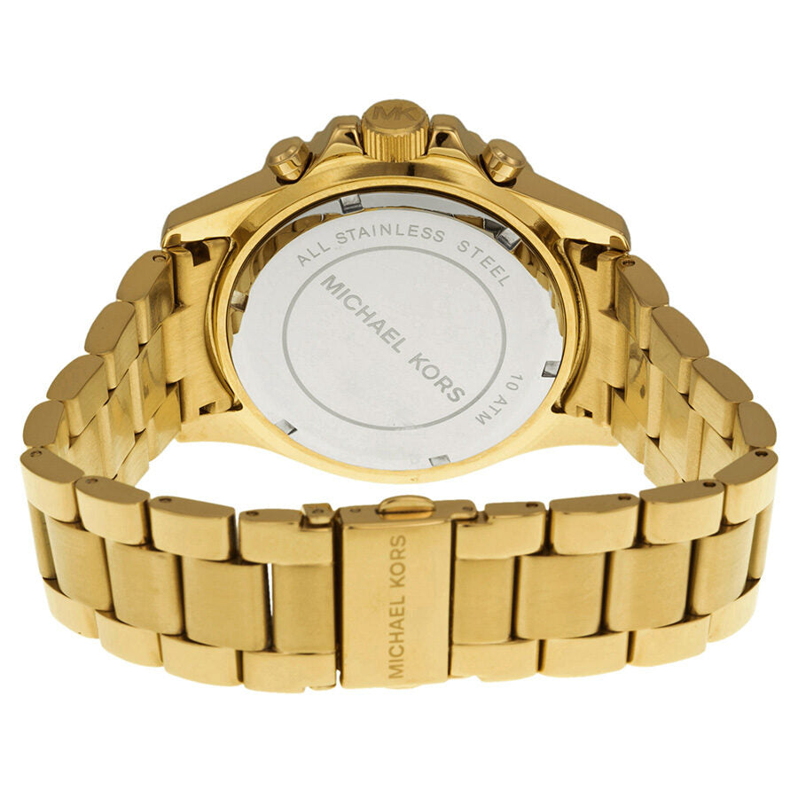Michael Kors Everest MK5754 case back showing stainless steel with engraved logo and text
