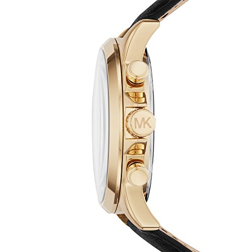 Michael Kors Gage watch side view displaying gold-tone case profile and pushers