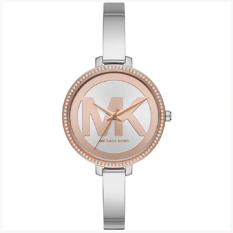 Michael Kors Jaryn MK4546 women's watch with rose gold MK logo dial and crystal-set bezel