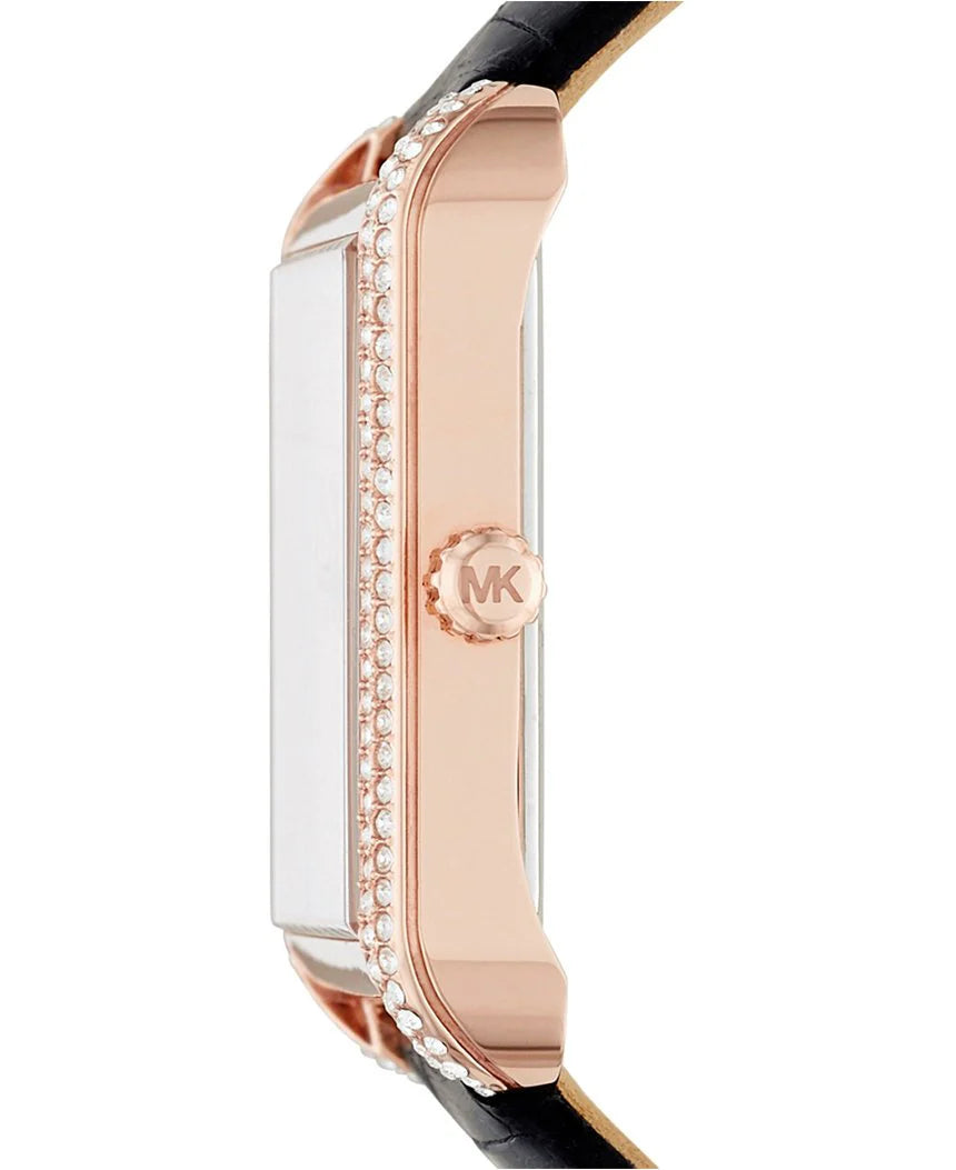 Michael Kors Lake Glitz MK2611 side profile showing crystal-embellished rose gold case
