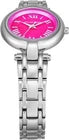Michael Kors Laney women's watch on wrist showing pink dial and silver bracelet