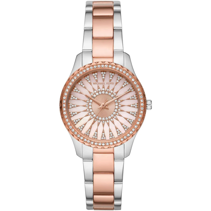 Michael Kors Layton Three Hand Pink Dial Two Tone Steel Strap Watch For Women - MK6894 mk6894 - Image 1