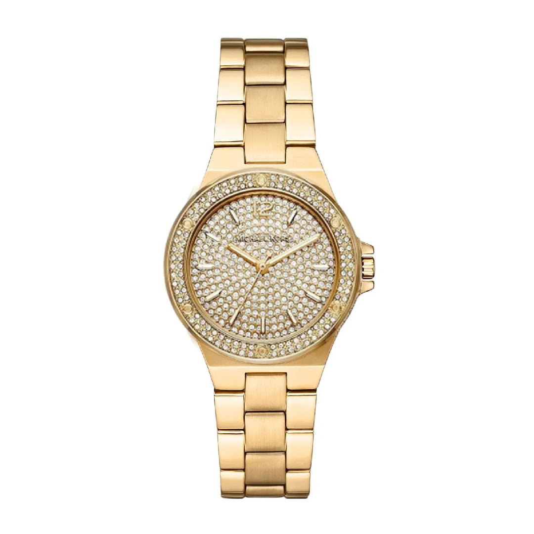 Michael Kors Lennox gold women's watch with crystal-set dial and three-hand movement