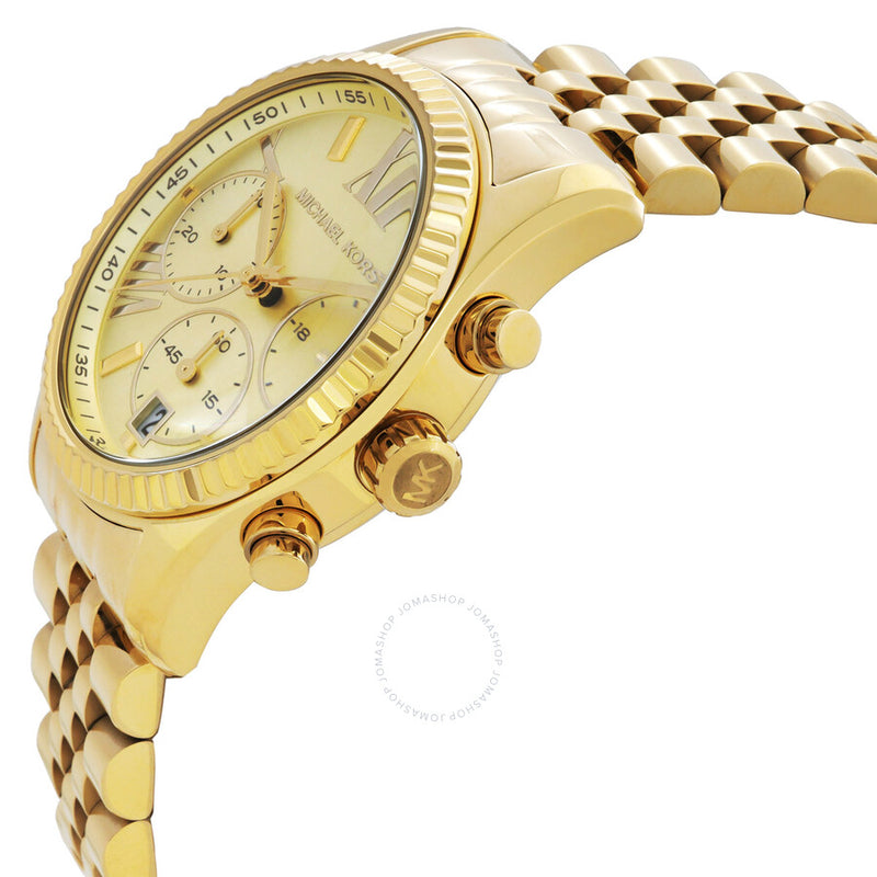 Michael Kors Lexington Chronograph Quartz Gold Dial Ladies Watch MK7378 - The Watches Men & Co #2