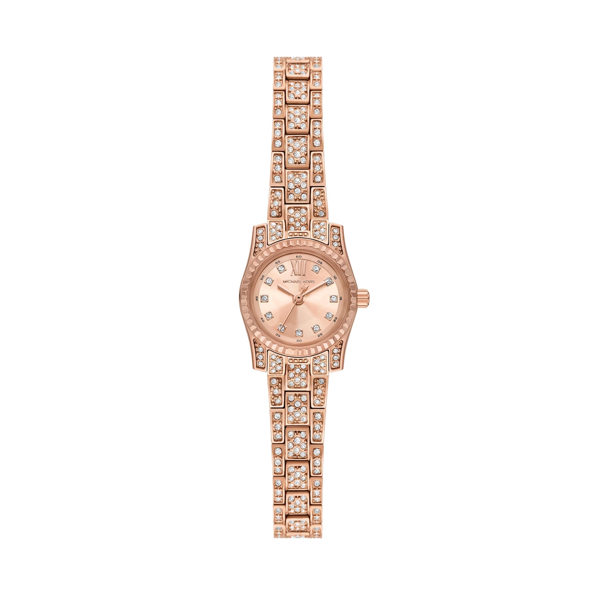 Michael Kors Mini Lexington rose gold-tone watch with crystal-set bezel and band