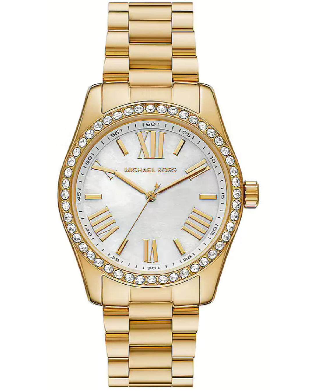 Michael Kors Lexington Mother of Pearl White Dial Gold Steel Strap Watch for Women - MK1079 - Women’s Watches