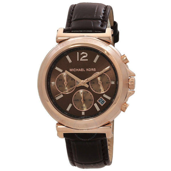 Michael Kors Maren Chronograph Quartz Brown Dial Ladies Watch MK7497 - The Watches Men & Co