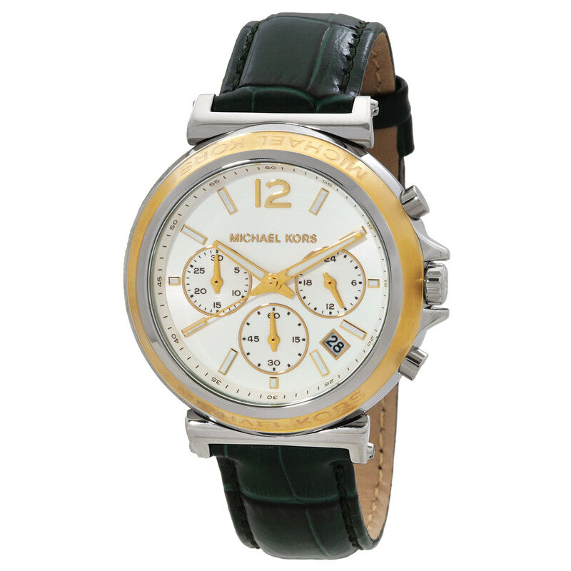 Michael Kors Oversized Maren Chronograph Green Leather Strap Women's Watch - MK7498
