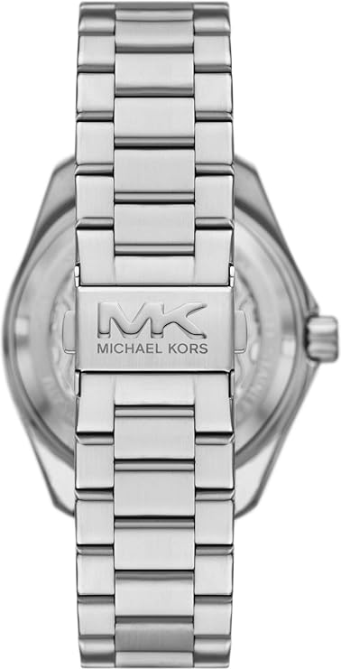 Michael Kors Maritime watch caseback showing stainless steel bracelet detail