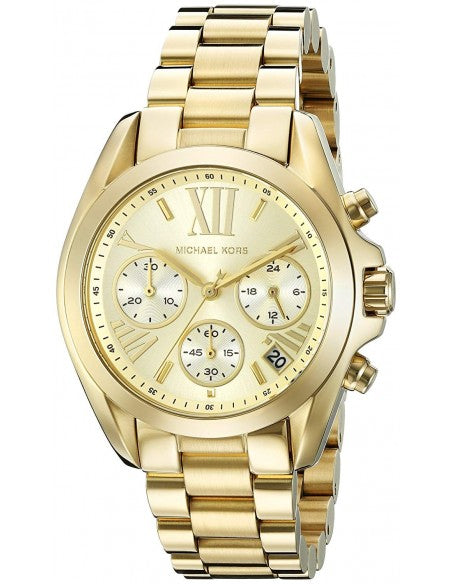 Michael Kors Mini Bradshaw gold-tone chronograph ladies watch with cream dial and three subdials