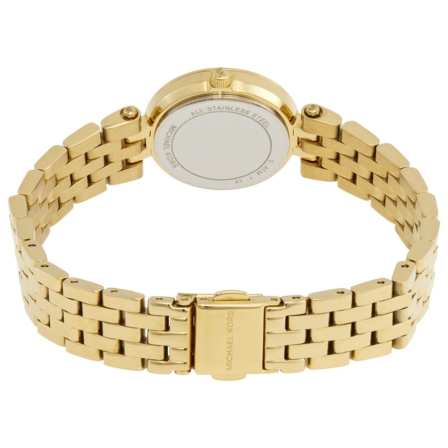 Michael Kors Mini Darci watch caseback with stainless steel and brand engravings