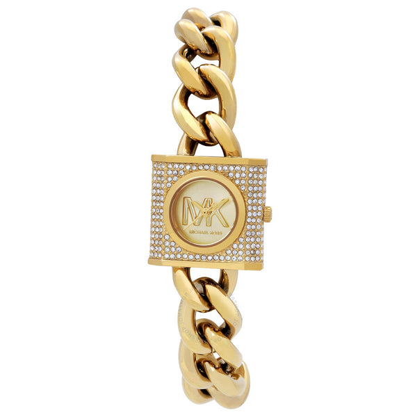 Michael Kors MK Chain Lock Quartz Crystal Gold Dial Ladies Watch MK4711 - The Watches Men & Co