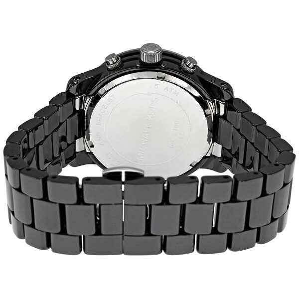 Michael Kors MK5190 case back showing black ceramic bracelet