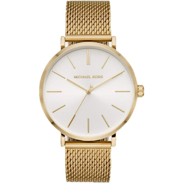 Michael Kors MK7150 gold women's watch with white dial and gold mesh band