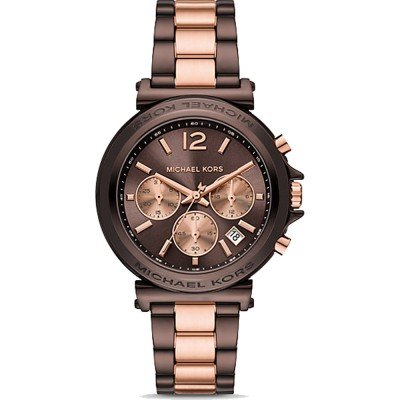 Michael Kors MK7496 Maren chronograph watch with two-tone gunmetal and rose gold bracelet