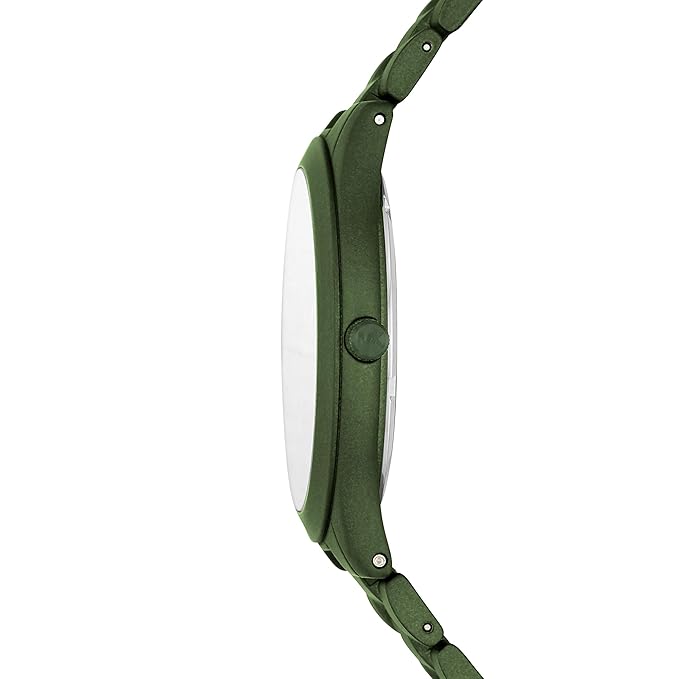 Michael Kors MK8715 side view showing green stainless steel case profile and bracelet