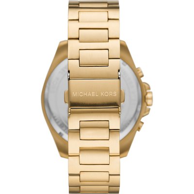 Michael Kors MK8848 Brecken watch caseback showing gold-tone stainless steel bracelet