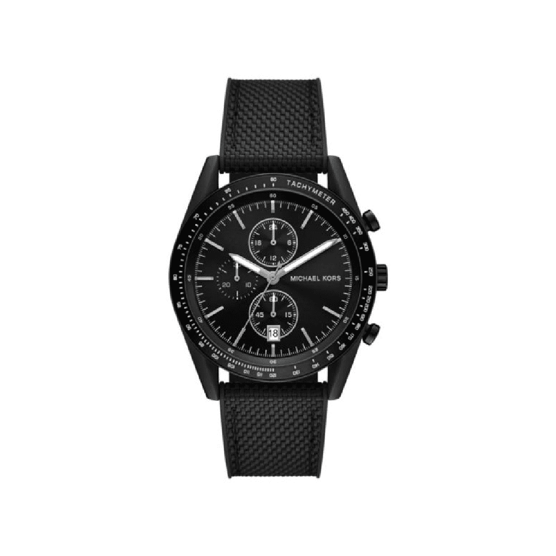 Michael Kors MK9143 Accelerator chronograph watch with black dial and black strap