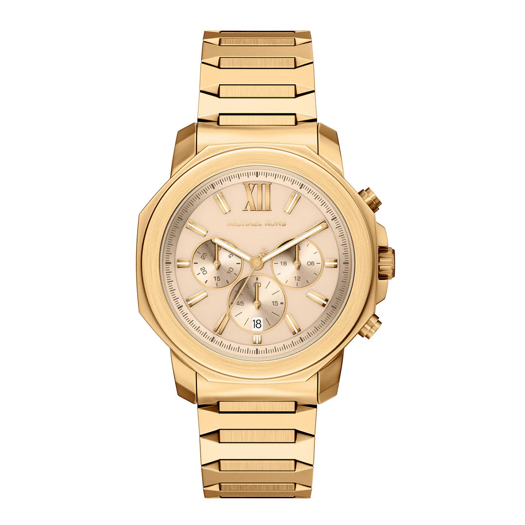 Michael Kors Lexington MK9249 gold-tone chronograph watch with champagne dial and Roman numerals