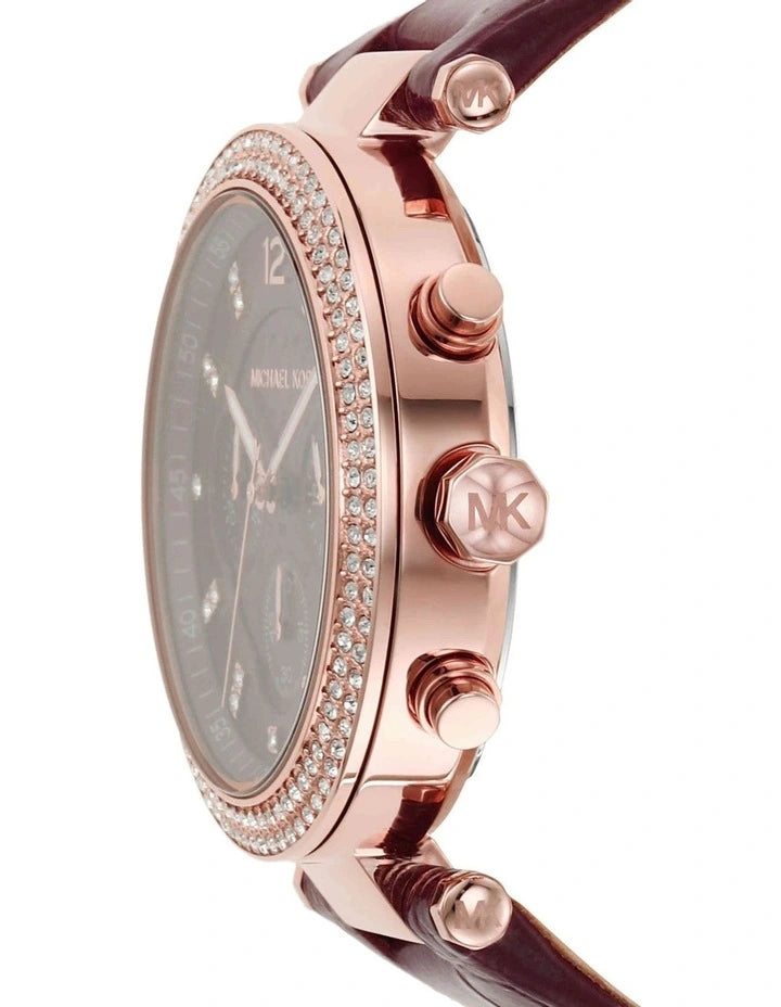 Michael Kors Parker Chronograph Quartz Crystal Red Dial Ladies Watch MK6986 - Watch